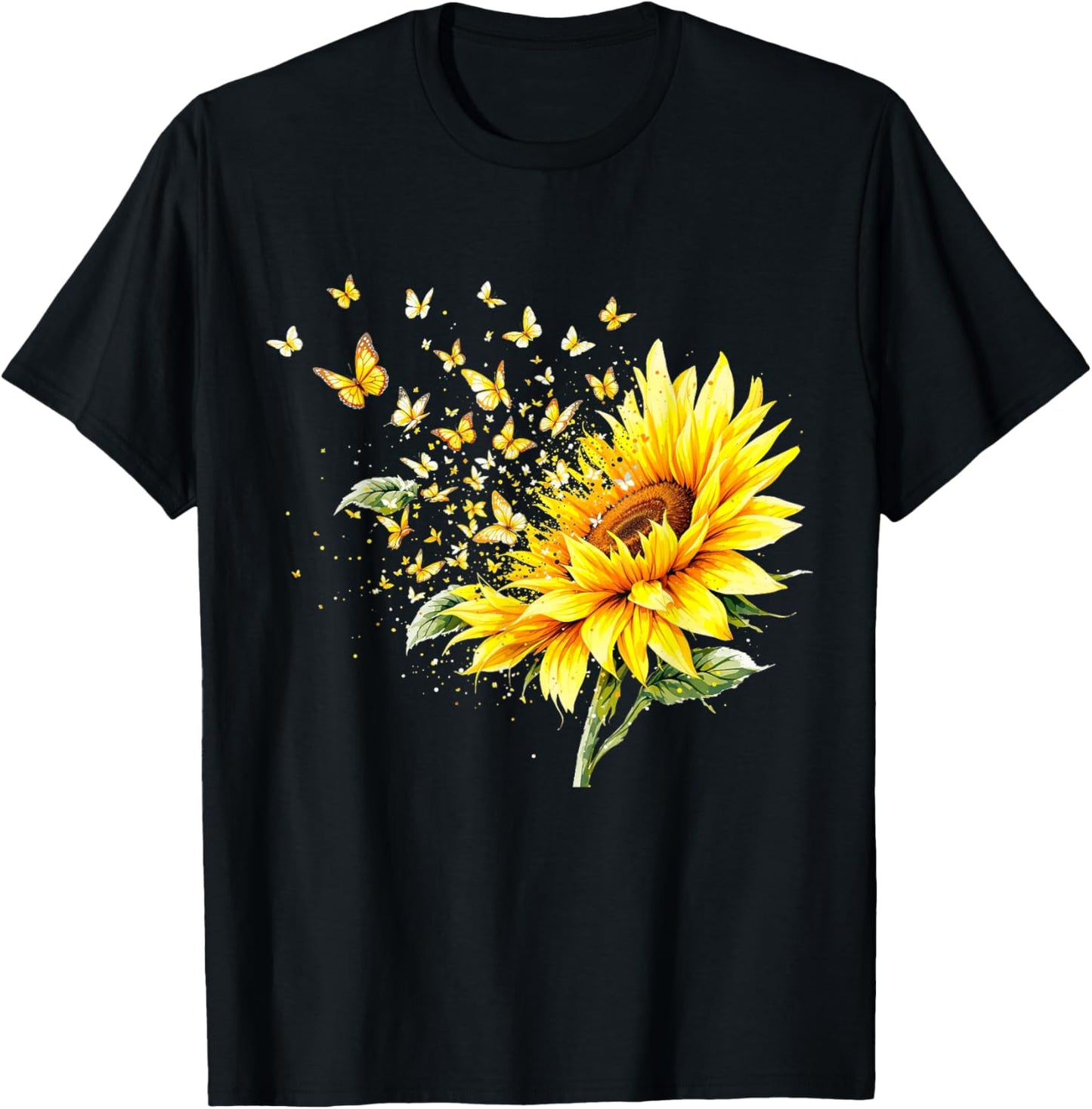 Summer Sunflower Butterfly Botanical Plant Lover Sunshine T-Shirt
