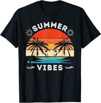 Summer Vibes Retro Tropical Summer Beach Vacation T-Shirt