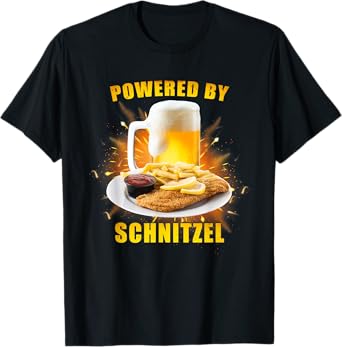 Powered by Schnitzel Funny Beer Schnitzel Saying T-Shirt