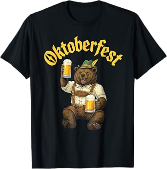 Oktoberfest Bear Beer Drinking Party Funny German Men Women T-Shirt