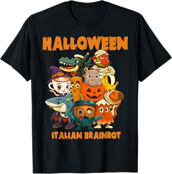 Italian Brainrot Characters Halloween Themes Costume Party T-Shirt