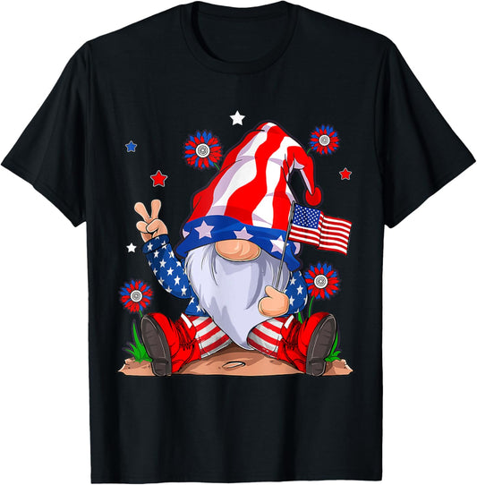 Gnomes 4th Of July 2025 Patriotic Gnome Funny American Flag T-Shirt