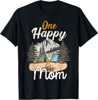 One Happy Mama Funny Camper Birthday Family Matching Camping T-Shirt