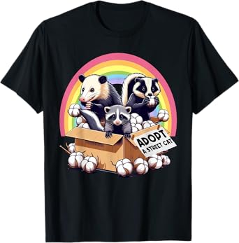 Adopt A Street Cat Funny Opossum Raccoon Skunk Vintage T-Shirt