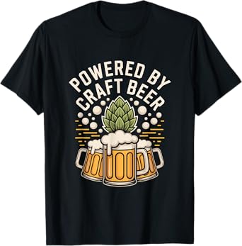 Powered by Craft Beer Hop Mug Celebration T-Shirt