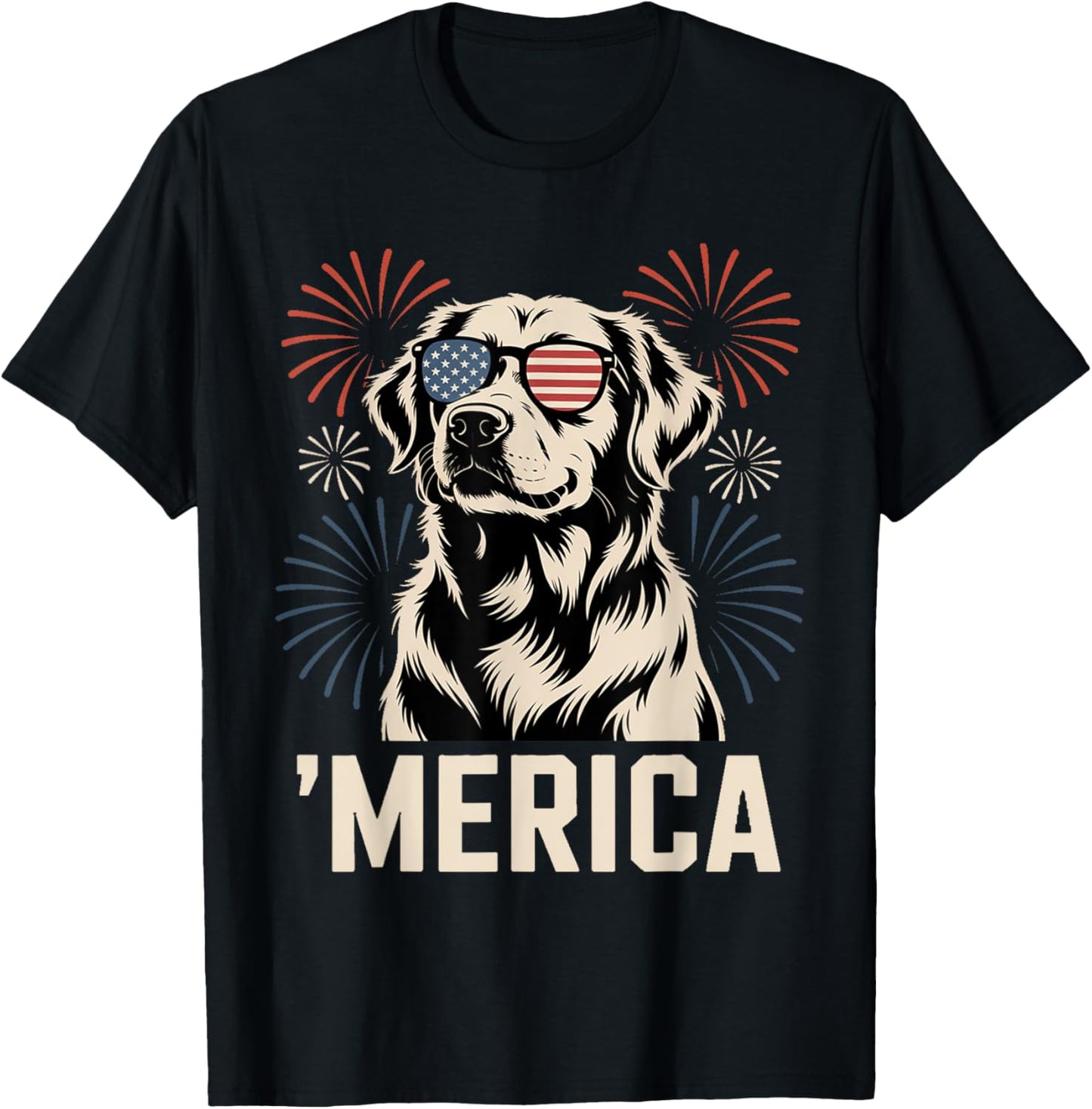 Golden Retriever Merica Dog Patriotic 4th Of July T-shirt