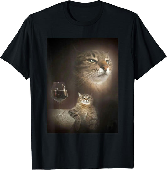 Wine Glass Cat Mood Artwork T-Shirt