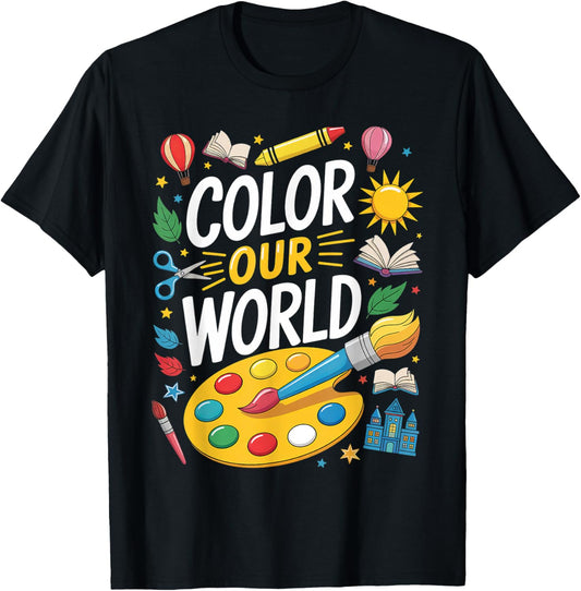 Color Our World Summer Reading 2025 Art Painting Book Lover Tee by TeeBrew