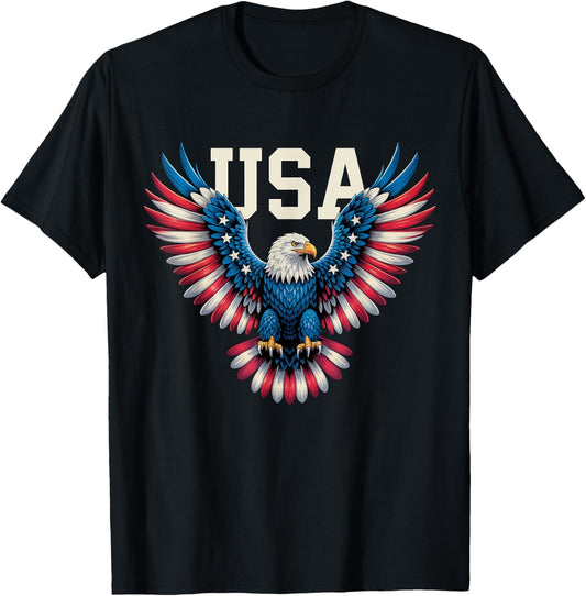 USA American Flag Women Men Kids Bald Eagle Patriotic T-Shirt