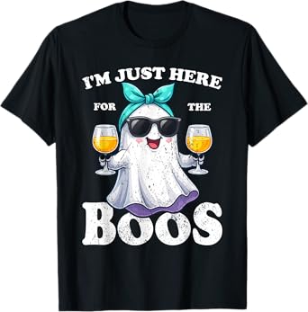 I'm Just Here For The Boos Halloween Women Ghost Cute Funny T-Shirt