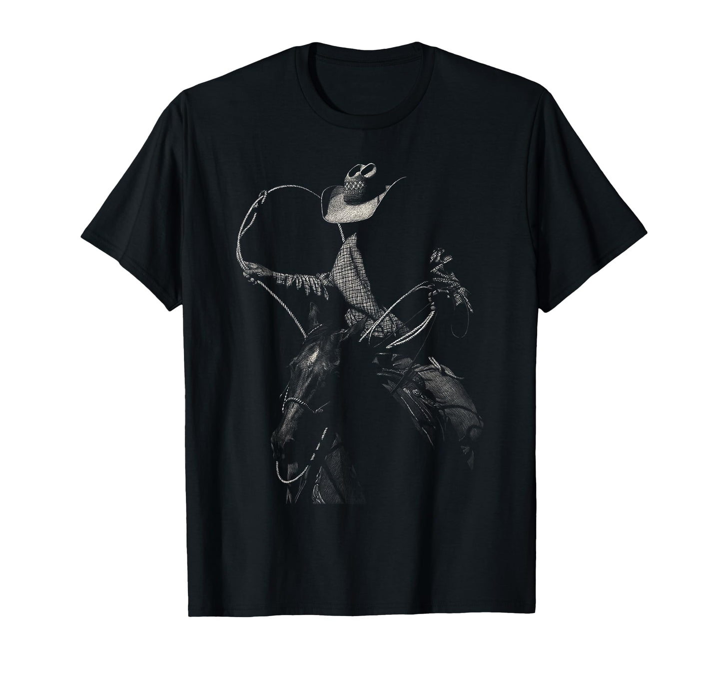 Rodeo Cowboy Dark Western Horse Art Vintage T-Shirt