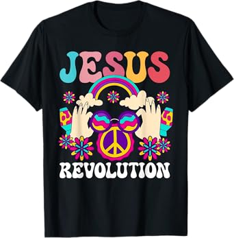 Jesus Revolution Christian Hippie Rainbow Religious Hippy T-Shirt