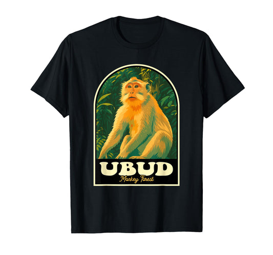Ubud Monkey Forest Bali Vintage Travel Poster Wildlife Desig T-Shirt