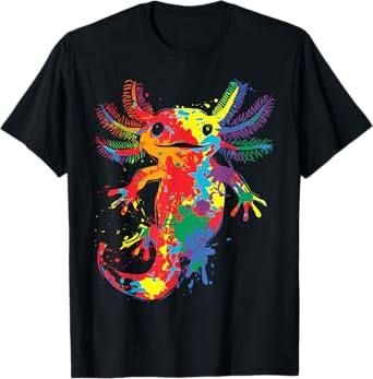 Colorful Abstract Axolotl Painting Art Graphic Motif Axolotl T-Shirt