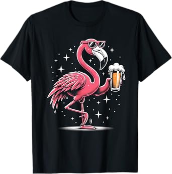 Funny Flamingo Beer Drinking Party Beer Drinker T-Shirt