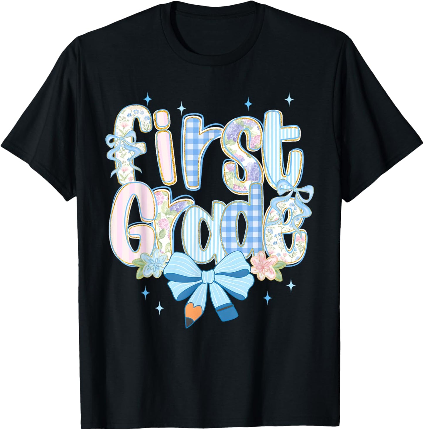 Cute Floral Preppy First Grade Back To School Teacher Girl Tee by TeeBrew