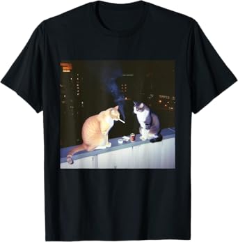Funny Cat Meme Cat Smoking Cigarette Cat Lovers Men Women T-Shirt