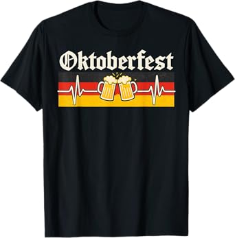 Beer Lover Heartbeat German Oktoberfest Munich Beer Festival T-Shirt