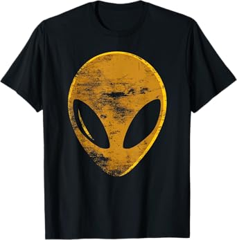 Golden Alien Head 90's 80's Style Funny Alien Vintage T-Shirt