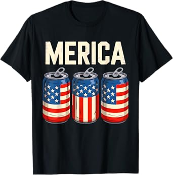 Beer American Flag 4th Of July Merica USA Men Women Drinking T-Shirt