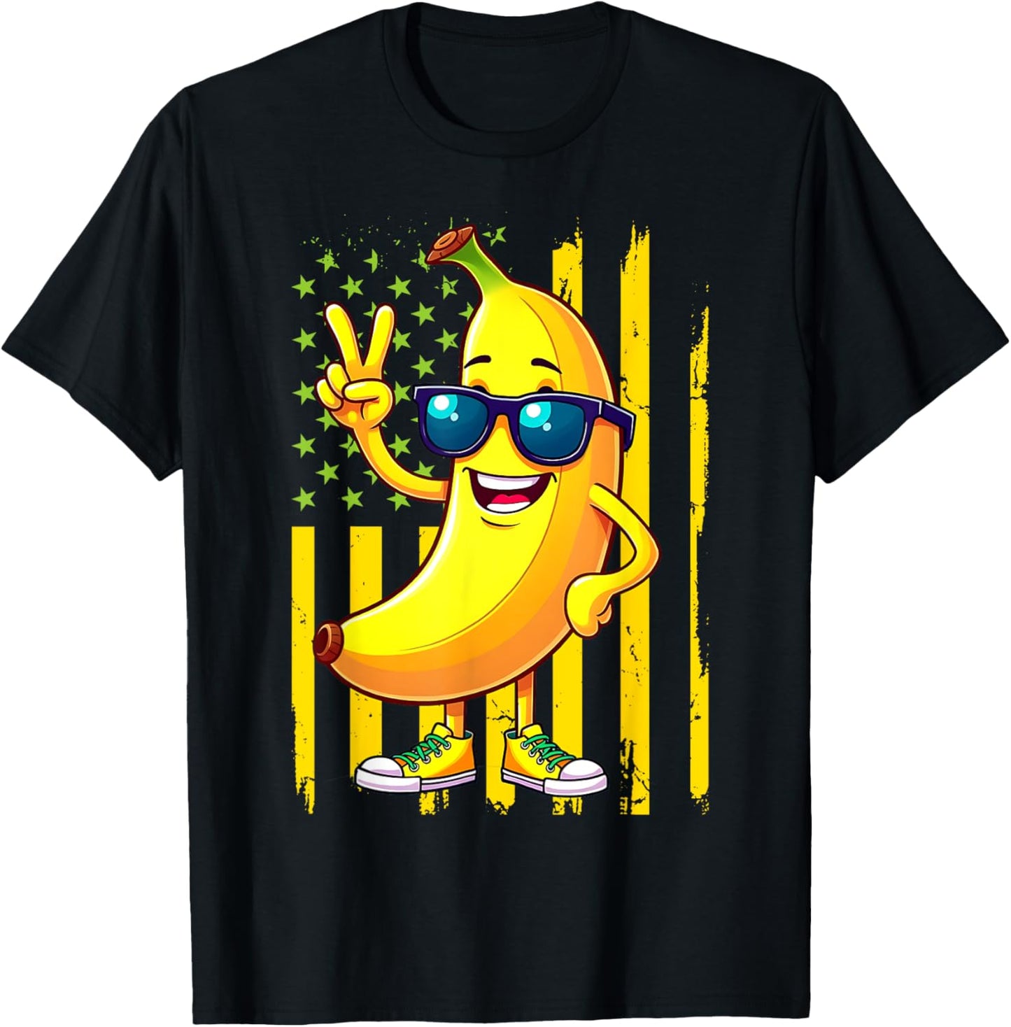 Dabbing Banana Retro American Flag Banana Lover 4th Of July T-shirt