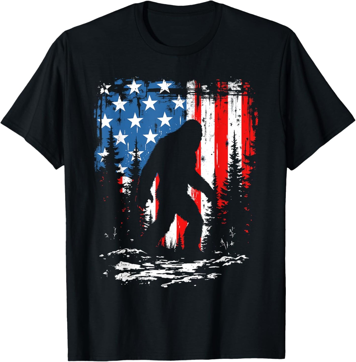 Patriotic Bigfoot Sasquatch 4th Of July USA American Flag T-Shirt