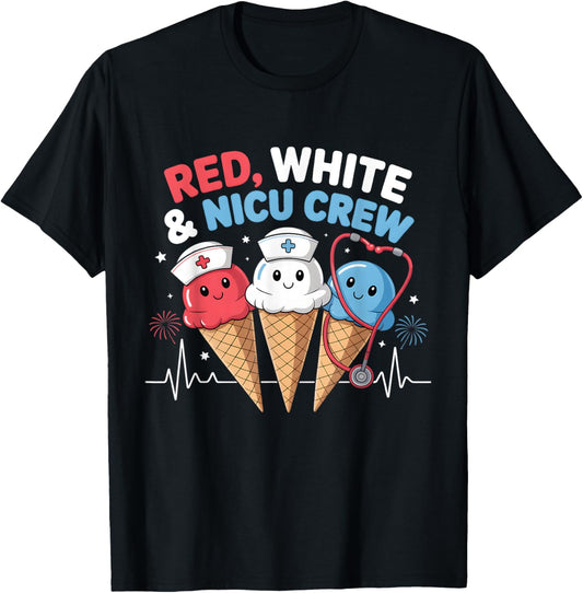 4th Of July Nicu Nurse Crew Ice Cream Summer Women Men T-shirt