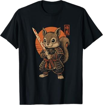 Japanese Samurai Squirrel Kawaii Ninja Funny T-Shirt