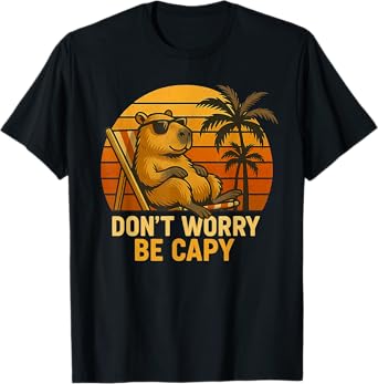 Dont Worry Be Capy Funny Capybara Retro Men Boys Kids Women T-Shirt