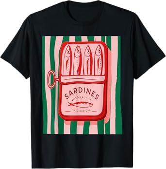 Les Sardines Fisherman Aesthetic Coastal Sardine Summer T-Shirt