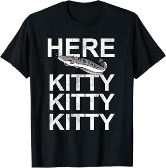 Here Kitty | Cat Fisherman Angler Funny Fishing Lover T-Shirt