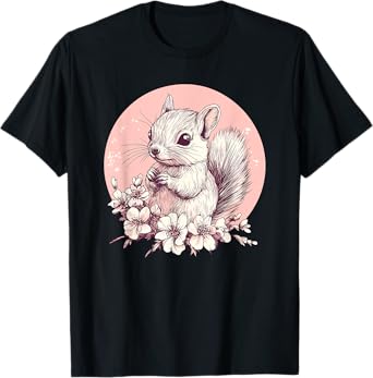 Adorable Squirrel With Flowers T-Shirt
