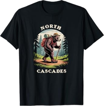 North Cascades, Washington WA Mountains Hiking Trails Bear T-Shirt