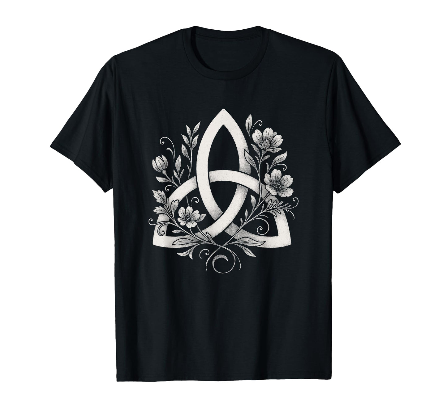 Celtic Knot Triquetra Druid Floral Flowers Pagan Symbol Art T-Shirt