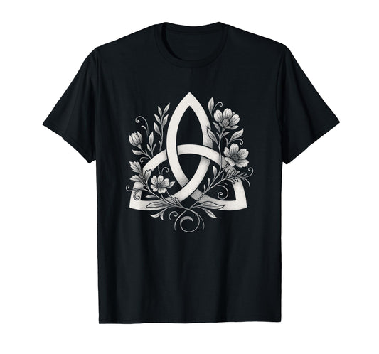 Celtic Knot Triquetra Druid Floral Flowers Pagan Symbol Art T-Shirt