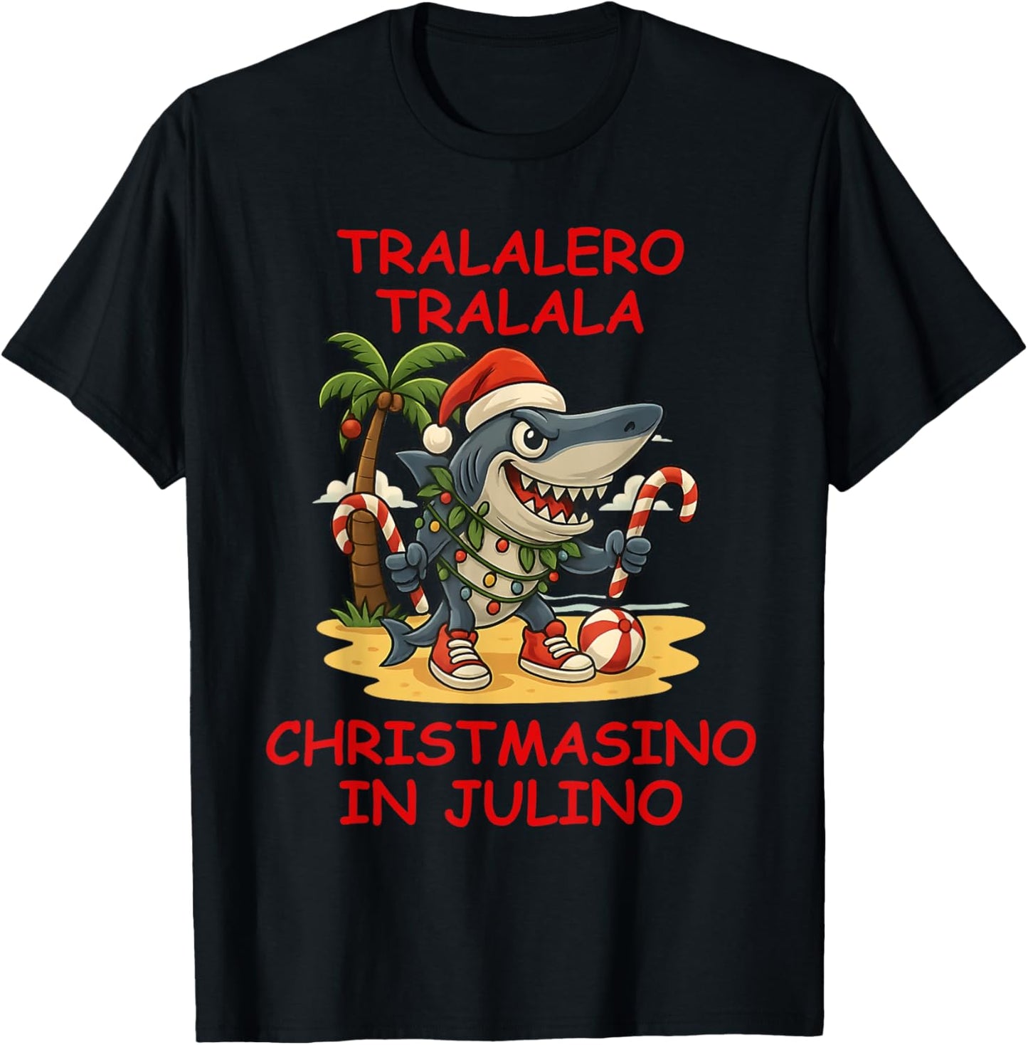 Italian Brainrot Christmas In July Tralalero Tralala T-shirt