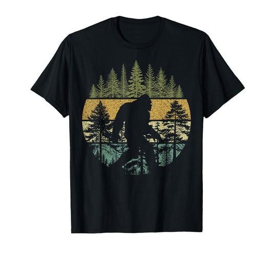 Outdoor Tree Pine Nature Lover Wildlife Bigfoot Retro Forest T-Shirt