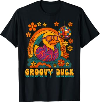 Disco Rubber Ducky Retro Groovy 70s Rubber Duckie Vintage T-Shirt