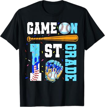 1st Grade Back To School Baseball Drip Ice Cream Game On T-Shirt