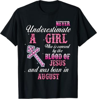 Womens Never Underestimate A Woman Was Born In August T-Shirt