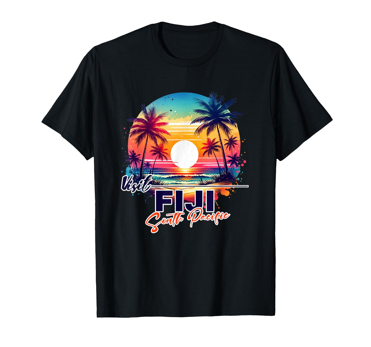 Fiji Sunset Beach Palm Tree Trip Souvenir T-Shirt