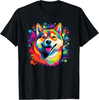 Watercolor Colorful Shiba Inu Dogs T-Shirt