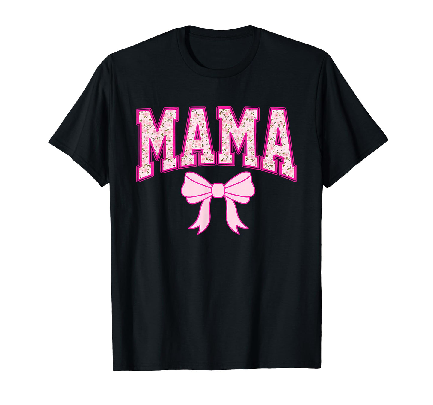 Mama Coquette Bow Groovy Pink Floral Mother's Day Mom Life T-Shirt