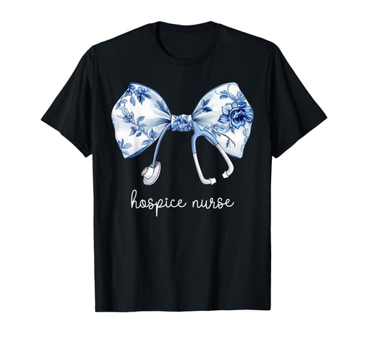 Stethoscope Coquette Bow Hospice Nurse Aide Palliative Care T-Shirt