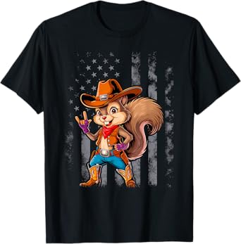 Vintage Squirrel Funny Cowboy Cowgirl Western Country Animal T-Shirt