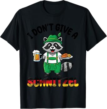 Raccoon Lederhosen Beer I Don't Give A Schnitzel Oktoberfest T-Shirt