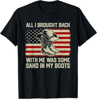 Sand In My Boots Western American Flag Country Music T-Shirt