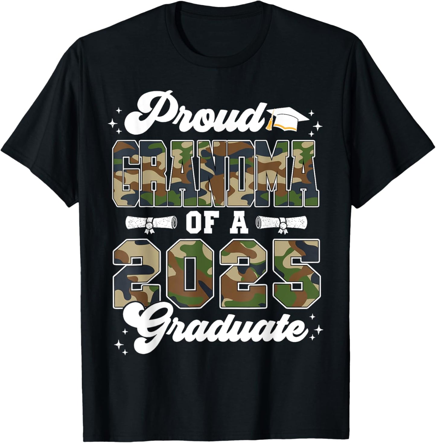 Proud Grandma Of A Class Of 2025 Graduate 2025 Camo Grandma T-Shirt