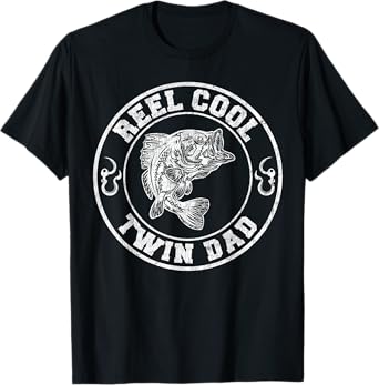 Twin Dad Fishing, Reel Cool Twin Dad Fisherman T-Shirt