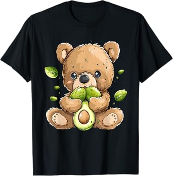 Cute Avocado Bear Animal Art Watercolor Fruit Animal Lovers T-Shirt